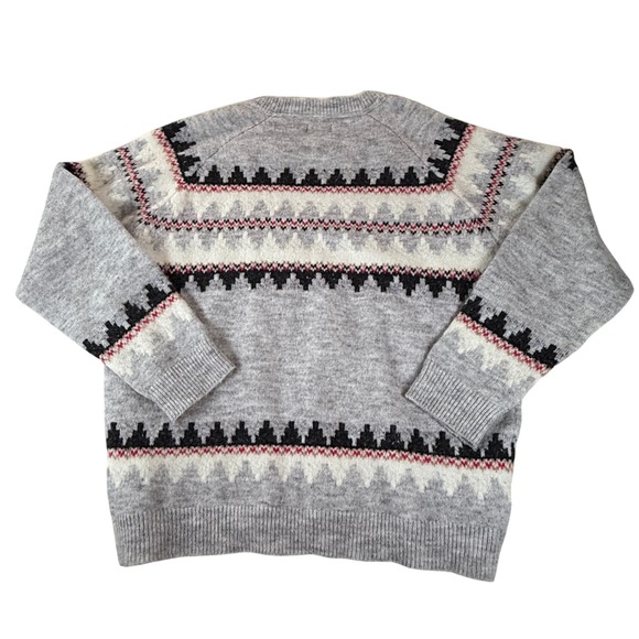 Sundry Fair Isle Sweater Small Gray Pink Wool Blend Soft Cozy Warm Knitwear - Picture 2 of 9